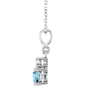 Sterling Silver Natural Sky Blue Topaz & .06 CT Natural Diamond 16-18" Necklace