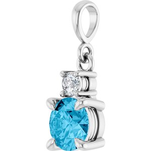 Platinum Natural Aquamarine & .07 CT Natural Diamond Pendant