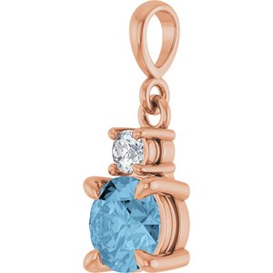 14K Rose Gold Natural Sky Blue Topaz & .07 CT Natural Diamond Pendant
