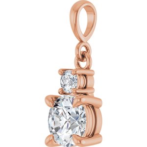 14K Rose Gold Lab-Grown Moissanite & .07 CT Natural Diamond Pendant