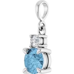 14K White Gold Natural Sky Blue Topaz & .07 CT Natural Diamond Pendant