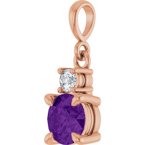 14K Rose Gold Natural Amethyst & .07 CT Natural Diamond Pendant