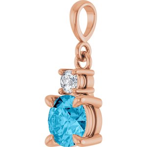 14K Rose Gold Natural Aquamarine & .07 CT Natural Diamond Pendant
