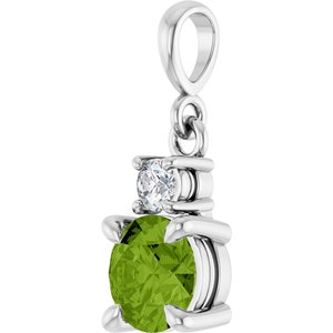 Platinum Natural Peridot & .07 CT Natural Diamond Pendant