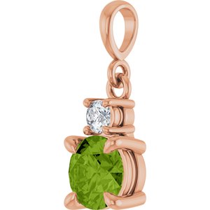 14K Rose Gold Natural Peridot & .07 CT Natural Diamond Pendant