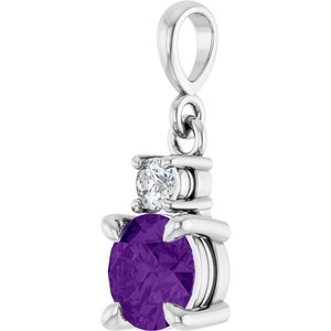 Sterling Silver Natural Amethyst & .07 CT Natural Diamond Pendant