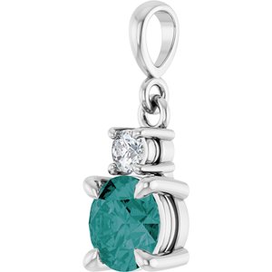 Platinum Lab-Grown Alexandrite & .07 CT Natural Diamond Pendant