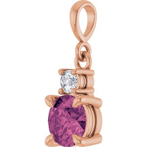 14K Rose Gold Natural Pink Tourmaline & .07 CT Natural Diamond Pendant