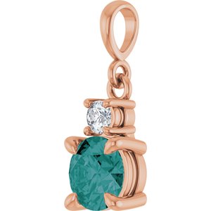 14K Rose Gold Lab-Grown Alexandrite & .07 CT Natural Diamond Pendant
