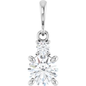 14K White Gold .07 CTW Lab-Grown Diamond & Natural Diamond Pendant