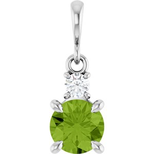 Platinum Natural Peridot & .07 CT Natural Diamond Pendant