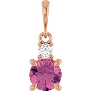 14K Rose Gold Natural Pink Tourmaline & .07 CT Natural Diamond Pendant
