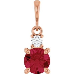 14K Rose Gold Lab-Grown Ruby & .07 CT Natural Diamond Pendant
