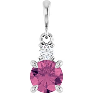 Platinum Natural Pink Tourmaline & .07 CT Natural Diamond Pendant