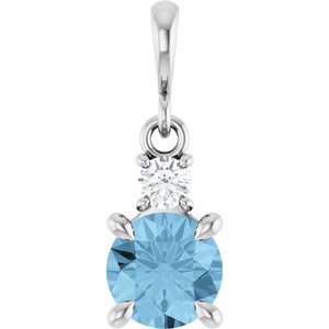 Sterling Silver Natural Sky Blue Topaz & .07 CT Natural Diamond Pendant