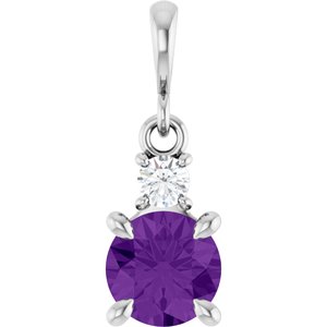 Platinum Natural Amethyst & .07 CT Natural Diamond Pendant