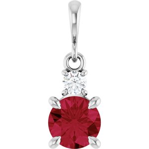 Platinum Lab-Grown Ruby & .07 CT Natural Diamond Pendant