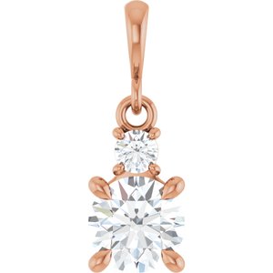 14K Rose Gold Lab-Grown Moissanite & .07 CT Natural Diamond Pendant