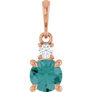 14K Rose Gold Lab-Grown Alexandrite & .07 CT Natural Diamond Pendant