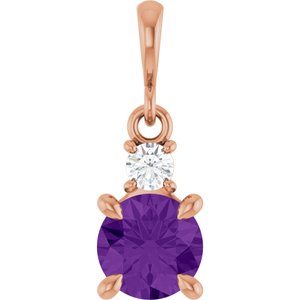 14K Rose Gold Natural Amethyst & .07 CT Natural Diamond Pendant