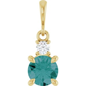 14K Yellow Gold Lab-Grown Alexandrite & .07 CT Natural Diamond Pendant