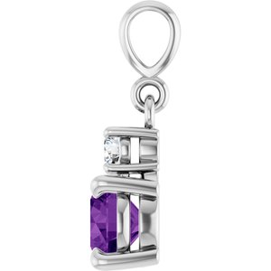 Sterling Silver Natural Amethyst & .07 CT Natural Diamond Pendant