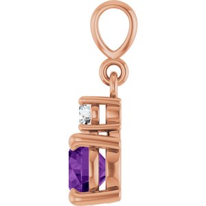 14K Rose Gold Natural Amethyst & .07 CT Natural Diamond Pendant