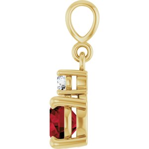 14K Yellow Gold Natural Mozambique Garnet & .07 CT Natural Diamond Pendant