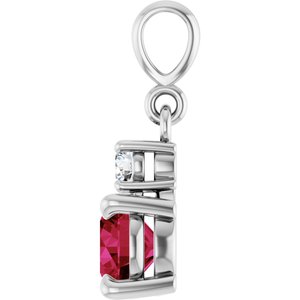 Sterling Silver Lab-Grown Ruby & .07 CT Natural Diamond Pendant