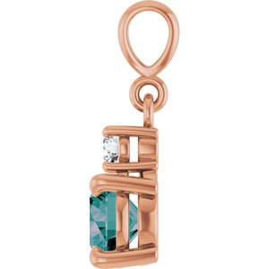 14K Rose Gold Lab-Grown Alexandrite & .07 CT Natural Diamond Pendant