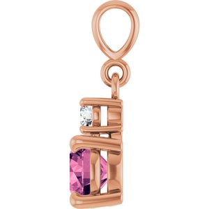 14K Rose Gold Natural Pink Tourmaline & .07 CT Natural Diamond Pendant