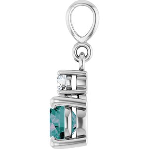Platinum Lab-Grown Alexandrite & .07 CT Natural Diamond Pendant