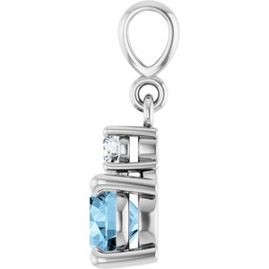 Sterling Silver Natural Sky Blue Topaz & .07 CT Natural Diamond Pendant