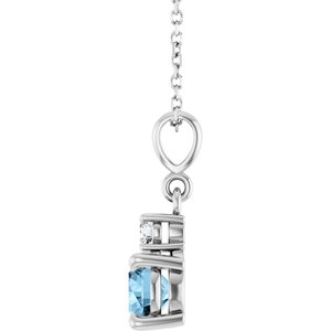Sterling Silver Natural Sky Blue Topaz & .07 CT Natural Diamond 16-18" Necklace