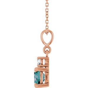 14K Rose Gold Lab-Grown Alexandrite & .07 CT Natural Diamond 16-18" Necklace