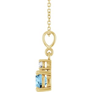 14K Yellow Gold Natural Sky Blue Topaz & .07 CT Natural Diamond 16-18" Necklace