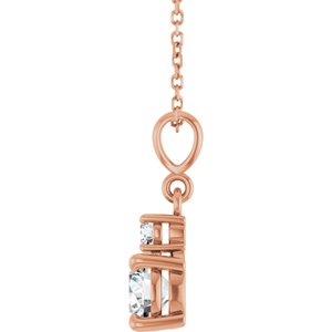 14K Rose Gold Lab-Grown Moissanite & .07 CT Natural Diamond 16-18" Necklace
