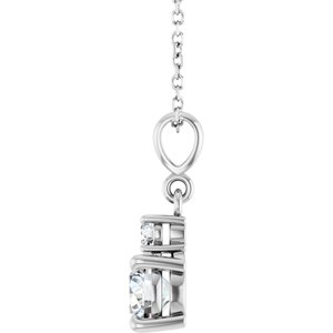 Platinum Lab-Grown Moissanite & .07 CT Natural Diamond 16-18" Necklace