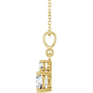 14K Yellow Gold Lab-Grown Moissanite & .07 CT Natural Diamond 16-18" Necklace