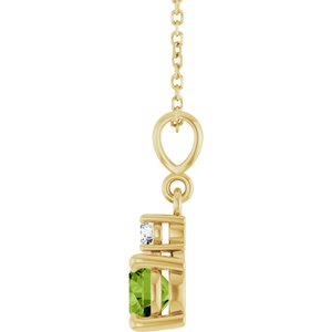 14K Yellow Gold Natural Peridot & .07 CT Natural Diamond 16-18" Necklace