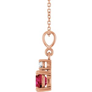 14K Rose Gold Lab-Grown Ruby & .07 CT Natural Diamond 16-18" Necklace