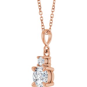 14K Rose Gold Lab-Grown Moissanite & .07 CT Natural Diamond 16-18" Necklace