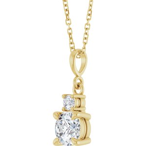 14K Yellow Gold Lab-Grown Moissanite & .07 CT Natural Diamond 16-18" Necklace