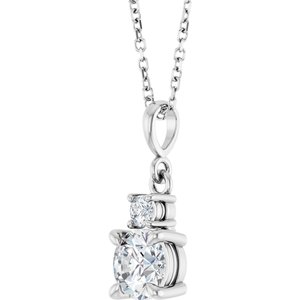 Sterling Silver Lab-Grown Moissanite & .07 CT Natural Diamond 16-18" Necklace