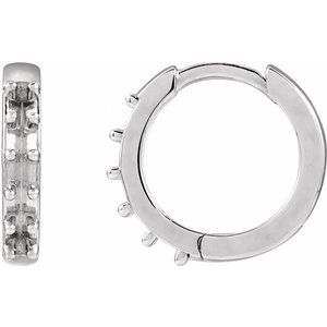 Sterling Silver 1.3 mm Round Accented 10 mm Hoop Earring Mounting