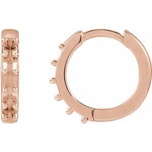 14K Rose Gold 1.3 mm Round Accented 10 mm Hoop Earring Mounting