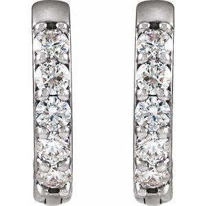Sterling Silver 1/4 CTW Natural Diamond Hinged 12.5 mm Hoop Earrings – image 2
