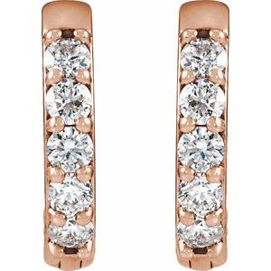 14K Rose Gold .08 CTW Natural Diamond Hinged 10 mm Hoop Earrings – image 2