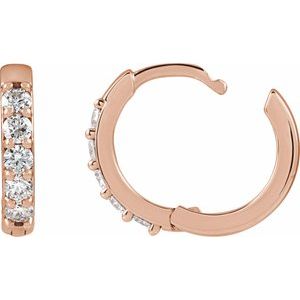 14K Rose Gold 1/4 CTW Lab-Grown Diamond Hinged 12.5 mm Hoop Earrings – image 3