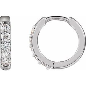 14K White Gold 1/4 CTW Natural Diamond Hinged 12.5 mm Hoop Earrings